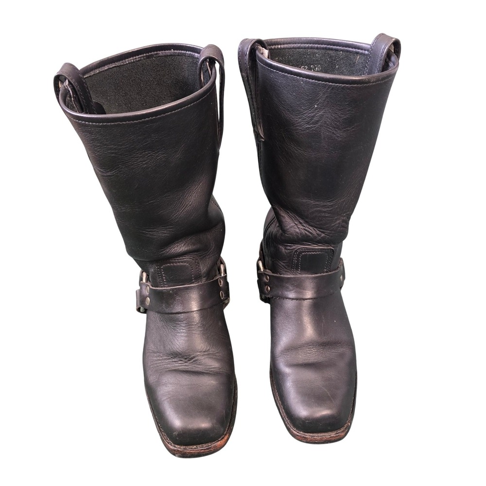 Frye Men's Harness 10 M Black Leather Biker Engineer Boots Square Toe Motorcycle